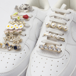 小白鞋鞋面装饰品金属珍珠带钻适配帆布鞋鞋带扣鞋花DIY板鞋配饰