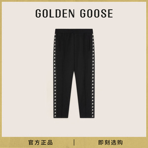 Golden Goose 男装 Star Collection 黑色小脚裤星星休闲运动长裤