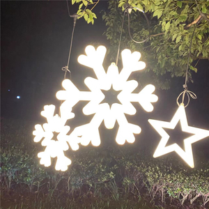 圣诞节日发光led雪花灯户外防水元旦过年树木亮化五角星雪花挂灯