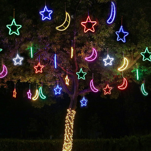 节日装饰灯发光月亮灯五角星灯户外防水挂树上的彩灯景观亮化树灯