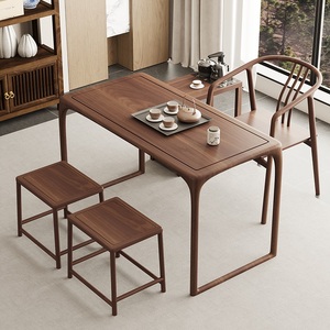 阳台茶桌椅组合老榆木茶桌新中式泡茶桌小户型休闲桌椅家用茶台