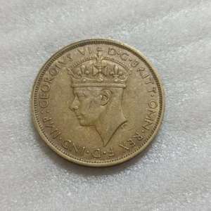 【小格】英属西非硬币乔治六世1942二先令铜币棕榈树图案安全边