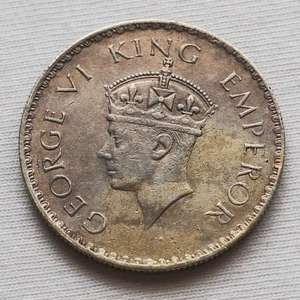 【小格】英属印度 1938 乔治六世 1卢比银币 单枚硬币