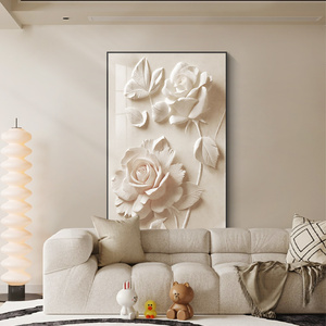 2024新款客厅沙发背景墙落地画浮雕花卉装饰画高级感挂画玄关壁画
