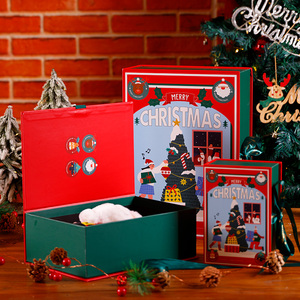 圣诞节礼物盒圣诞礼盒空盒子书形礼品盒平安夜礼物包装盒子苹果盒