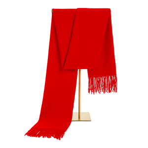 定制高级中国红红围巾上市女冬婚礼跳舞订做纯色围脖子大红色围巾