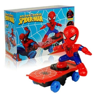 蜘蛛侠特技车翻滚儿童玩具车男孩宝宝小孩电动蜘蛛人滑板车子抖。