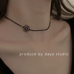 “黑玫瑰” 浪漫法式镂空玫瑰花项链高级感小众设计复古ins锁骨链