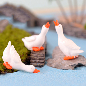 树脂DIY白鹅装饰 白色天鹅礼品摆件白鸭子工艺品水球配件鱼缸装饰