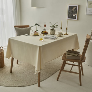 酒店现代简约纯色桌布棉麻布艺素色黑色白色加大台布家用餐桌布