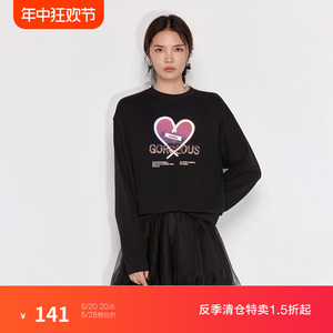 【反季款】ochirly欧时力秋装渐变印花珠片纯棉卫衣女1WY111119F