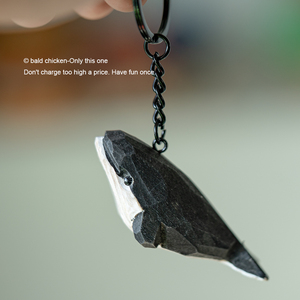 "愿化身为孤岛的鲸 生于海 归于海 隐于海" 木雕鲸鱼钥匙扣 礼物