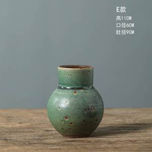 手工陶瓷创意新中式禅意复古做旧陶艺小花瓶插花摆件客厅装饰品