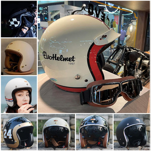 台湾evo正品复古安全帽34盔带镜片男女骑行踏板通勤3c摩托车头盔