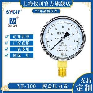 上海仪川YE-100 微压表 膜盒压力表表 千帕表天然气管道0-60KPa