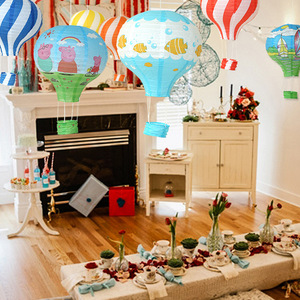 热气球纸灯笼 节日圣诞装饰折叠纸灯笼幼儿园走廊吊饰多彩热气球