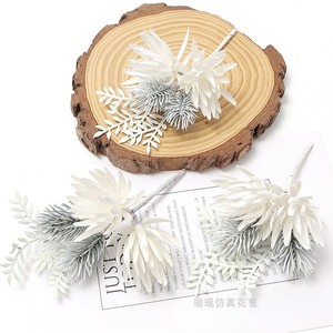 银白松针把束 塑料 仿真植物 假花 圣诞氛围装饰 diy手工花环材料