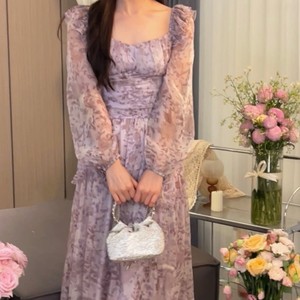 现货【大头黑 STUDIO】紫花仙女套装| 上衣半身裙 D2A20182