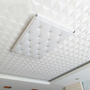 天花板吊顶壁纸墙纸白色 3d钻石菱形客厅卧室会所房顶壁纸屋顶pvc