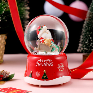 飘雪水晶球彩灯音乐盒八音盒雪花圣诞小木屋送儿童学生生日礼物