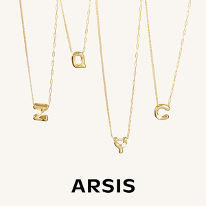 ARSIS印记字母吊坠项链纯银s925轻奢ab链小众设计感精致女新款