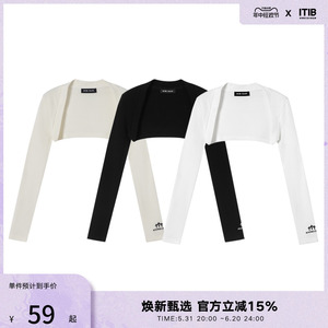 【ITIB】EVER BLACK设计师 纯色针织开衫披肩女短款罩衫