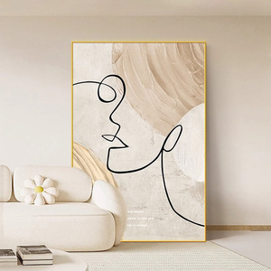 抽象线条人物客厅沙发装饰画奶油风落地画现代简约美容院墙壁挂画