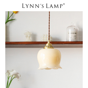 Lynn's立意 法式奶油八爪鱼仿玉石吊灯 ins风美式日式床头玄关灯