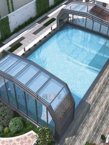 电动伸缩移动阳光房顶棚可折叠移动开合别墅智能推拉泳池玻璃屋顶