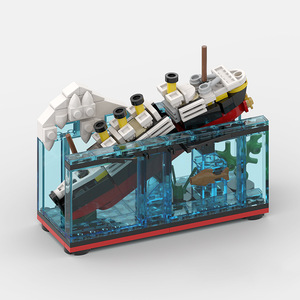 创意国产泰坦尼克号轮船小颗粒儿童拼装科技益智玩具适用乐高积木