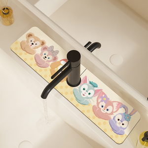 厨房卫生间洗漱台水龙头垫皮革吸水防溅水垫子卡通可爱台面沥水垫