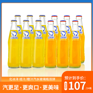 北冰洋 桔汁味汽水 橙汁碳酸饮料 玻璃瓶汽水 248ml*24瓶 包邮