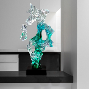 新中式透明太湖石树脂雕塑摆件大电视柜旁客厅家居玄关艺术装饰品