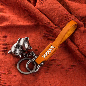 猫咪手绳钥匙扣牛皮复古汽车链男女精致书包挂饰网红个性锁匙圈环