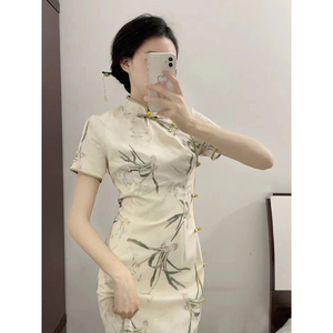 旗袍年轻款高端气质改良新中式女装日常少女长款民国风连衣裙夏季