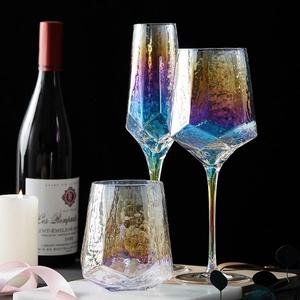 复古式红杯创意炫欧彩锤水晶玻璃酒高脚杯洋酒杯甜酒杯M34123香纹