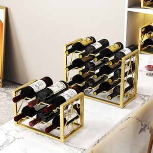 葡萄酒架摆件展示架酒柜置物架多瓶格子放酒简易桌面红酒架子家用