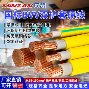 国标纯铜芯进户双塑硬线BVV1.0/1.5/2.5/4.0/6.0平方户外电线电缆