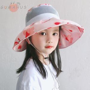 儿童防晒帽子女童夏天透气遮阳帽宝宝太阳帽紫外线折叠小学生凉帽