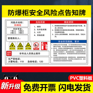 防爆柜安全风险点告知牌贴纸配电房室工厂车间仓库空压机床行车标识牌生产工厂有限空间周知卡警示牌定制