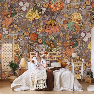 欧式美式壁纸卧室沙发背景墙纸摩伊日式风情民宿壁画猕猴背景壁布