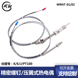 K/E型M6铜螺钉热电偶非接地压簧式PT100热电阻M8温控仪测温线探头
