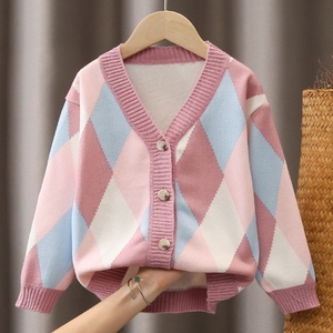 女童秋装毛衣开衫新款2024韩版洋气儿童针织衫中童装长袖上衣外套