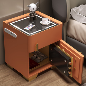 2024新款实木智能床头柜保险箱一体卧室家用轻奢多功能简约高级感