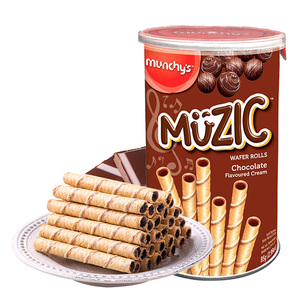 马来西亚进口马奇新新巧克力味注心威化卷休闲棒零食蛋卷饼干点心