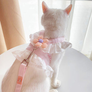 猫咪牵引绳可调节防挣脱胸背带背心式猫绳子小猫幼猫专用猫带遛猫