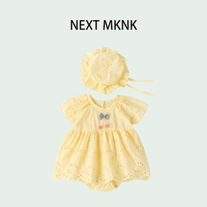 英国NEXT MKNK婴儿连体衣夏季女童哈衣新生宝宝三角爬爬服连衣裙