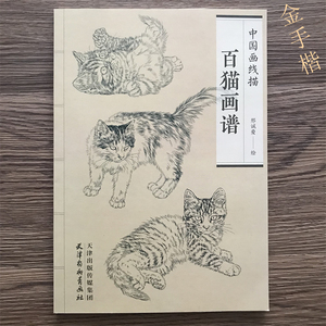 百猫画谱 线描白描画谱 绘画动物白描底稿 工笔底稿中国画线描 猫