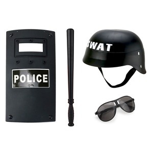 儿童小警察盾牌棍玩具声光手雷头盔玩具枪幼儿园演出道具模型