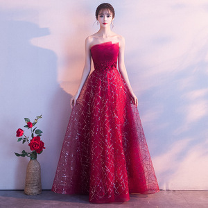 新娘敬酒服新款春季红色性感抹胸显瘦结婚礼服现代长款晚礼服